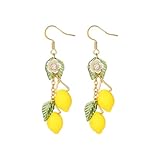 Zitronenohrringe, Gelb Zitronenhakenohrringe Harz Süßer Tropfen Limettenfruchtohrring Zierlich Zitronenaccessoires Kostüm Kleid Schmuck Geschenk für Frauen Dame