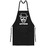 OM3 MR-WHITE-LETS-COOK - Grill-Schürze - Spruch Parodie Kult TV Serie - BBQ Küchenschürze für Erwachsene Unisex