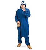 KarnevalsTeufel Erwachsenenkostüm Keksmonster Overall in blau mit Kapuze Onesie