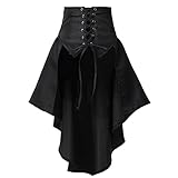 COSDREAMER Steampunk Damen Röcke Taillengürtel für Frauen Rüschen Piraten Korsett Kostüme, Black, 42