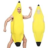 Bananen Kostüm Erwachsene, Banane Kostüm Herren Lustig Männer Lustiges Halloween Karneval Weihnachten, Bananenkostüm Faschingskostüme Party Dekoration, Unisex Obstkostüm Dress Up