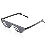 Fiada 8 Bit Pixel Mosaik Brille Unisex Sonnenbrille UV Schutz Spieler Sonnenbrille Coole Brille für Männer Frauen Kinder Foto Requisiten (Schwarz, Eleganter Stil)
