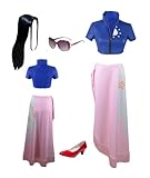 MANMICOS US-Größe Nico Robin Cosplay Kostüm Damen Blau Rock Halloween Anzug, blau, 38