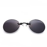 YAMEE Retro-Sonnenbrille, rund, zum Anklippen, Matrix, Morpheus-Film, randlos, 4 Farben, Schwarz , One size