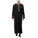 Abaya Herren, Ramadan Kleidung Damen, Abaya Herren Gebetskleidung für Männer Ihram Sultan Islamische Scheich Kostüm Arabische Pfarrer Muslimische Kleider Gebetskleidung (Schwarz,5XL)