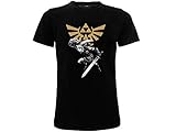 BLT Original Zelda Offizielles Link T-Shirt, schwarz mit Schwert für Erwachsene, Jungen und Kinder, Schwarz , Medium