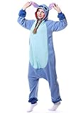 LorranTree Stitch Onesie Kostüm Relaxo Jumpsuit Tier Kostuem Damen Herren Pyjama Fasching Halloween Schlafanzug Cosplay Erwachsene Karneval Blue XL