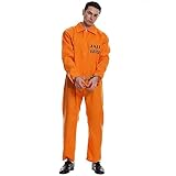 Luxylei Erwachsene Männer Orange Gefangene Overall Kostüm Halloween Jailbird Insasse Onesie Sträfling Cosplay Body Für Party Dress Up Outfits