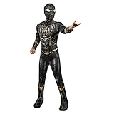 Rubie's Offizielles Marvel Spider-Man No Way Home Deluxe-Kostüm für Kinder, Schwarz und Gold, Superhelden-Kostüm, schwarz/gold, L- Age 8-10 Halloween