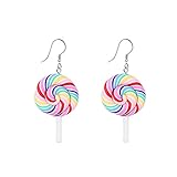 Niedliche Lutscher Ohrringe für Frauen und Mädchen Regenbogen Zuckerbonbon Haken Ohrringe Halloween Ohrringe Anhänger