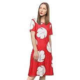 Funhoo Hawaiianische Prinzessin Blatt Kleid Cosplay Kostüm für Mädchen Damen Rot Kurzarm Kleid Sommer Party Casual Outfit (Erwachsene, M)