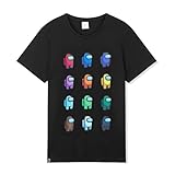 Among Us Tshirt Kinder Jungen, Gamer T-Shirts für Jungen (13-14 Jahre, Schwarz)