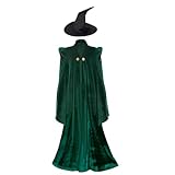 Damen Professor Mcgonagall Kostüm Hexe Halloween Cosplay Robe Zauberer Umhang Hexe Hut (groß)