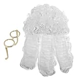 UPKOCH Partydekoration cosplay perücke faschingsperücke weiße haare perücke goldene brille halloween perücke lange lockige perücke Richter Perücken Rechtsanwalt Haarteil Bühnenperücke PVC