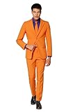 OppoSuits Modisch Party Einfarbige Anzüge für Herren - Mit Jackett, Hose und Krawatte, Orange (The Orange), 52