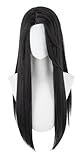 Anime Spiel Cosplay Killjoy Perücke Schwarze Haar Perücke Lange Gerade Perücke Layered Perücke mit Bangs Hitzebeständige synthetische Perücken für Halloween Kostüm Party Rolle Play+Perücke Cap