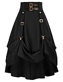 Vintage Damen Frauen Gothic Cosplay High Taille mit Schnalle und Riemen Piraten Rock Schwarz M
