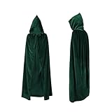 Durio Umhang Unisex Kostüm Halloween Karneval Kostümumhang mit Kapuze Vampir Cape Partybekleidung Dunkelgrün Länge 170