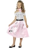 Smiffys 50er-Jahre-Mädchenkostüm Poodle Girl mit Kleid, Halstuch und Gürtel