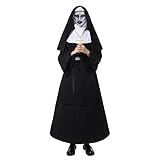 FCCAM FCCAM Nonnenkostüm für Damen, Cosplay, Valak-Outfit, gruseliges Halloween-Kostüm, Schwarz, M
