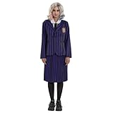 Chaks Wednesday Kostüm Enid für Damen | Schuluniform Schwarz Lila - Addams Family L
