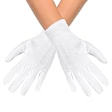 KarneLux Handschuhe Weiß- 1 Paar Damen Herren Handschuhe als Kostüm Zubehör - Accessoire für Karneval, Halloween oder Mottopartys 23 cm
