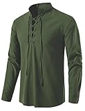 LucMatton Herren-Kostüm mit Schnürung, Baumwolle, mittelalterliches Vintage-Kostüm, Armee-grün, S