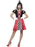 Smiffys Kartenkönigin Kostüm, Rot, mit Kleid, Krone & Handschuhen