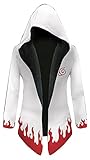 QYIFIRST Herren Damen Anime 3D Druck Pullover Streetwear Hokage Namikaze Minato Yondaime Hokage Fourth Fire Shadow Cosplay Kostüm Jacke Windbreaker Pulli Sweatshirt Weiß XXL (Chest 118cm)