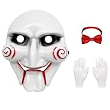 Carnavalife Saw Killer-Maske, Halloween-Maske, Halloween-Maske, Halloween-Maske, Horrorfilm (Saw-Maske + Handtuch + Handschuhe)