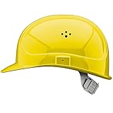 GUARD 5 - BAU-Schutzhelm - DIN EN 397 - Einstellbarer Arbeitshelm - Bauarbeiterhelm Schutzhelm Bauhelm - mit 6-Punkt Gurtband mit Leder Schweißband an der Stirn (Gelb)