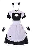 MN-171 Katze Cat Maid Dienstmädchen Zofe schwarz Kleid Schürze 7-Teile Damen Kostüm Cosplay (XXL)