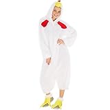 tectake Kostüm Huhn für Sie und Ihn | Aus zotteligem Plüsch | Mit einem praktischen Reißverschluss vorne | inkl. Krallenfüße mit Klettverschlüssen (XL | Nr. 300868)