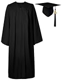 GraduatePro Abschluss Talar mit Hut 2025 Absolventen Robe Bachelor Uni Master Kostüm Geschenke Absolventen Akademischer Herren Damen Schwarz 51 Plus=M Große Größen