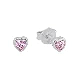 Prinzessin Lillifee Ohrstecker 925 Sterling Silber Mädchen Kinder Ohrschmuck, mit Zirkonia synth., 0,4 cm, Silber, Herz, Kommt in Schmuck Geschenk Box, 2021046