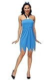 AOBUTE Betty Rubble Kostüm Erwachsene Halloween Höhlenfrau Gruppe Cosplay Party Outfit Damen Neckholder Blau Kleid S