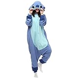 ZKomoL Einteiler für Erwachsene, Unisex, Party, Pyjama für Damen, Cosplay, Nachtwäsche, Geschenke, Kostüm, Weihnachten, Blau, Stitch, M