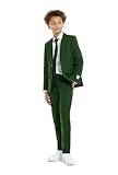 OppoSuits Einfarbiger Anzug für Teenager-Jungen in Glorious Green - Abschlussball- und Hochzeitsfeier-Outfit - einschließlich Blazer, Hose und Krawatte - Grün