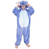 Kitimi Kinder Onesie Jumpsuit Jungen Mädchen mit Kapuze- Tier Schlafanzug Schlafoverall Anzug Pyjama Kleidung Outfit Fleece Sleepwear Kinder Kostüm Overall Halloween Cosplay Verkleidung Karneval Party