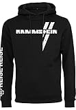 RS Herren RS018-Rammstein Weißes Kreuz Hoodie Sweatshirt mit Kapuze, Black, XL