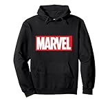 Marvel Classic Distressed Logo Hooded Sweatshirt Pullover Hoodie, Langarm