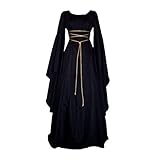 Generisch Halloween Kleid Damen Mittelalter Karneval Vampir Kostüm Korsett Schwarz Braut Hexe Sexy Kleid Party Fasching Kleidung Damen Kleider Angebote des Tages Heute Schwarz L