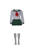 Bilicos Anime Kagome Higurashi Uniform Rock Matrosenanzug Seemann Kleid Outfit Halloween Karneval Cosplay Kostüm (L, Weiß)