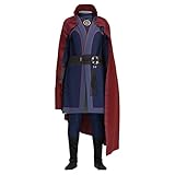 Puruuige Dr Strange Cosplay Kostüm Film Multiverse of Madness Superheld Deluxe Overall Roter Kragen Umhang Outfit für Halloween Karneval Party Outfits für Erwachsene Kind