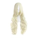 MapofBeauty 32 Zoll/80cm Langes Haar Lockige Gewellte Perücke Cosplay Kostüm Perücke (Hell Gold)