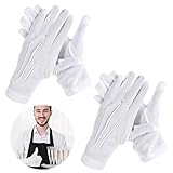 Yuanchu 2 Paar Weiße Baumwollhandschuhe Herren,Uniform Handschuhe mit Druckknopf Weiße genähte Kostüm Weich Leicht für Polizeibegleiter Parade Formelle Wache Hochzeit Smoking Driving