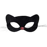 Boland 00297 - Augenmaske Pussycat, 1 Stück, Einheitsgröße, Schwarz mit rotem Herz, Katze, Panther, Catwomen, Accessoire, Verkleidung, Kostüm, Karneval, Mottoparty
