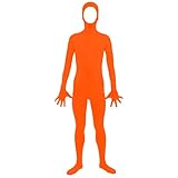 Ganzkörperanzug Unisex Zentai Suit Halloween Kostüm für Erwachsene Ganzkörper Slenderman Kostüm Außerirdischer Bodysuit Spandex Stretch Zentai Kostüm für Erwachsener Kind (12-Orange, S)