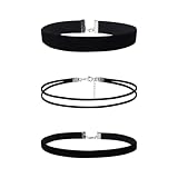 3 Stück Choker Kette Damen,Schwarz Velvet Halsband Damen,Halskette Set,Verstellbare Klassische Kropfband Schmuck,Schwarze Chocker,für Frauen und Mädchen,Dancing Halloween Geburtstag Party Cosplay