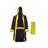 COSMAKER Erwachsenenkostüm für Herren, aus Satin, amerikanische Flagge, Balboa, Boxer mit US-Sternen und Streifen, Kapuzenmantel mit Shorts - - Large